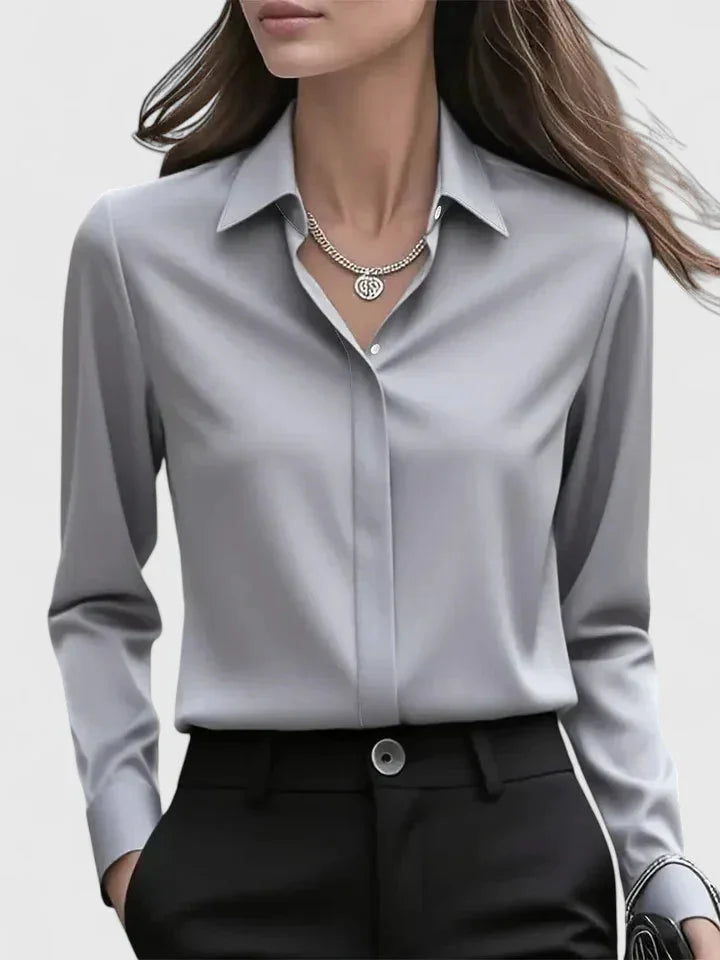 Bella | Effortless Collared Long Sleeve Party Top