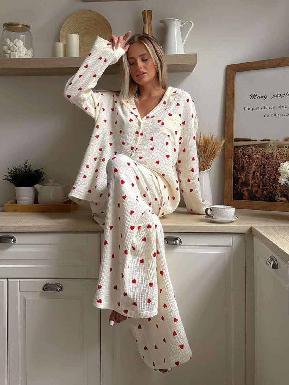 Bella | Heart Print Long Sleeve Ladies Pyjamas
