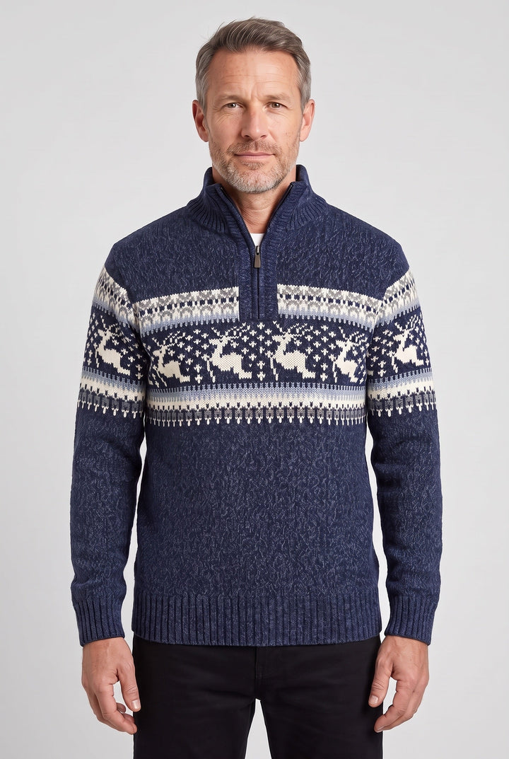 Benjamin | Timeless Fair Isle Half-Zip Mens Knit Jumper
