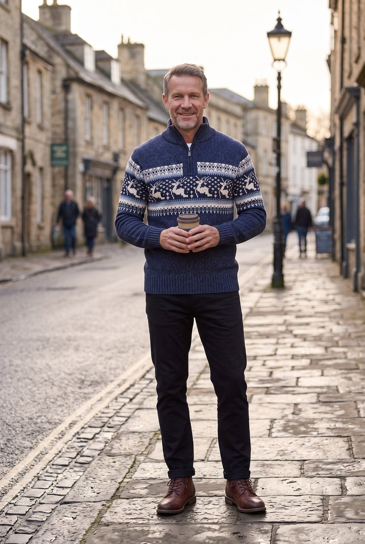 Benjamin | Timeless Fair Isle Half-Zip Mens Knit Jumper
