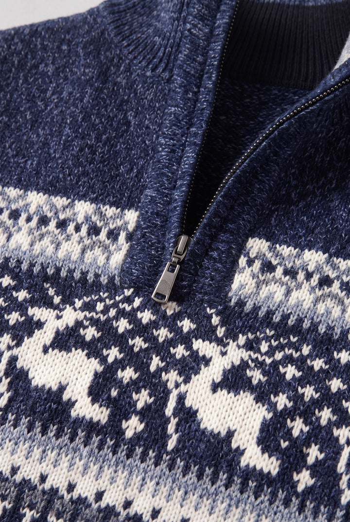 Benjamin | Timeless Fair Isle Half-Zip Mens Knit Jumper