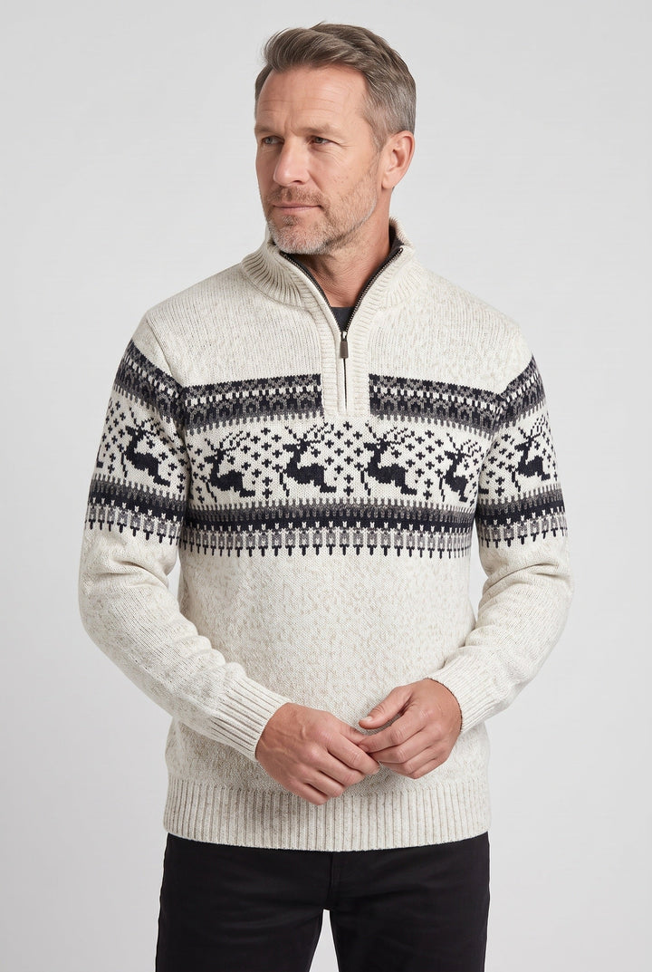Benjamin | Timeless Fair Isle Half-Zip Mens Knit Jumper