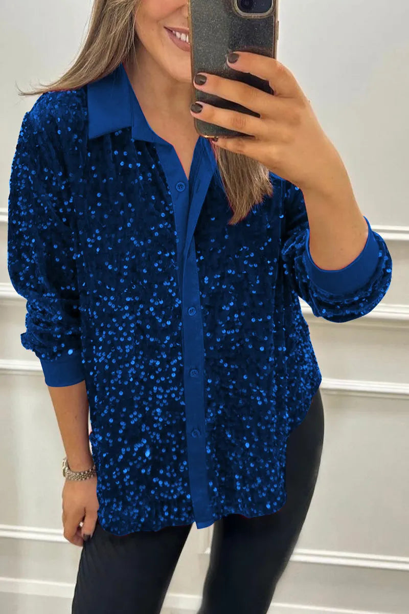 Bonnie | Cosy Sequin Collared Party Top