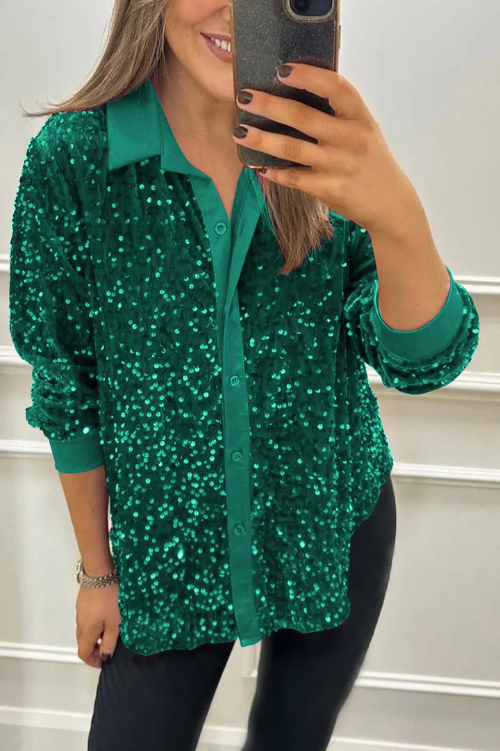 Bonnie | Cosy Sequin Collared Party Top