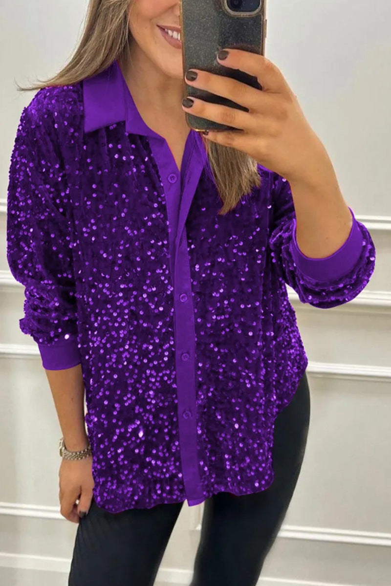 Bonnie | Cosy Sequin Collared Party Top