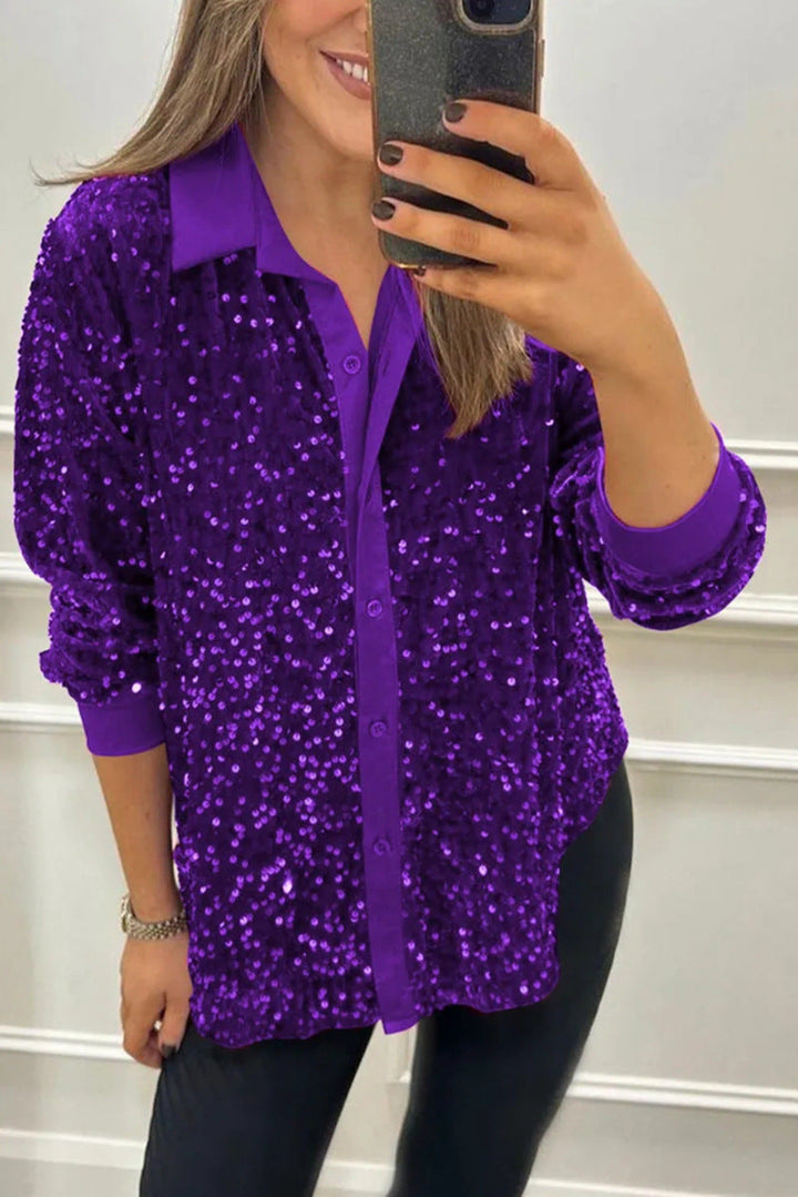 Bonnie | Cosy Sequin Collared Party Top