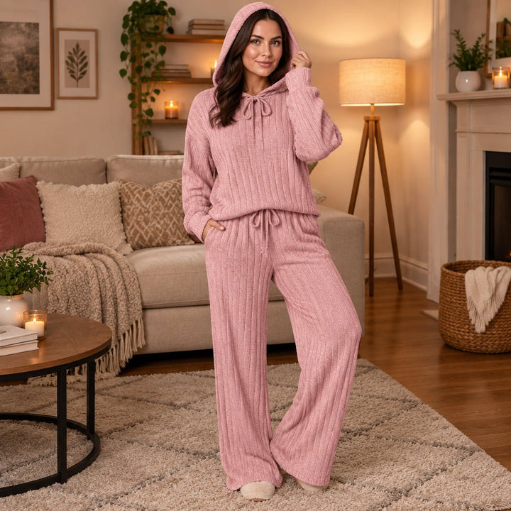 Bonnie | Ribbed Hooded Wide Leg Ladies Pyjamas