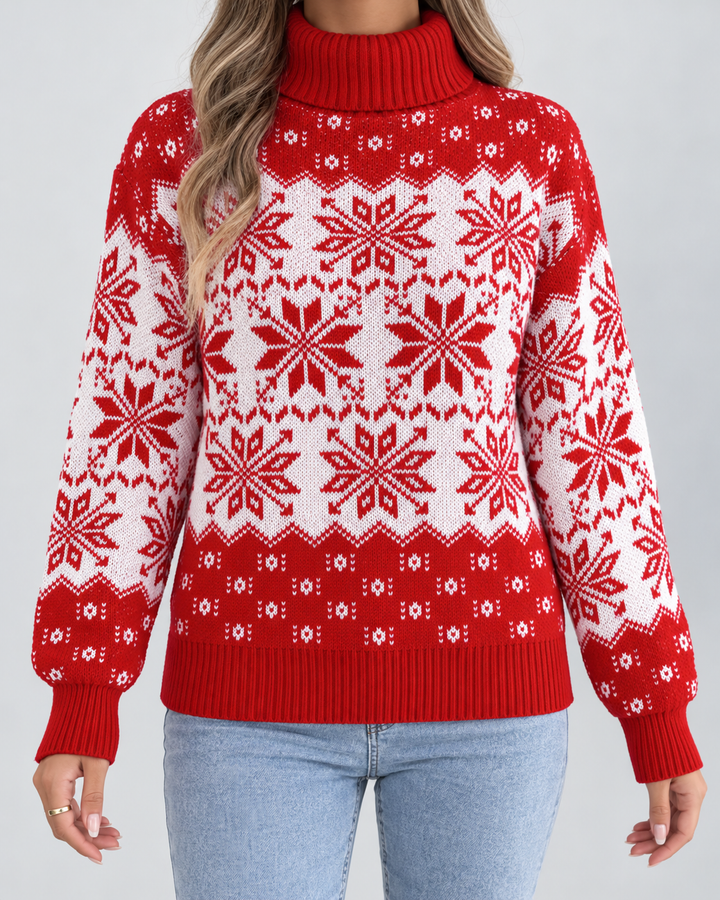 Bonnie | Snowflake Roll Neck Christmas Jumper for Women