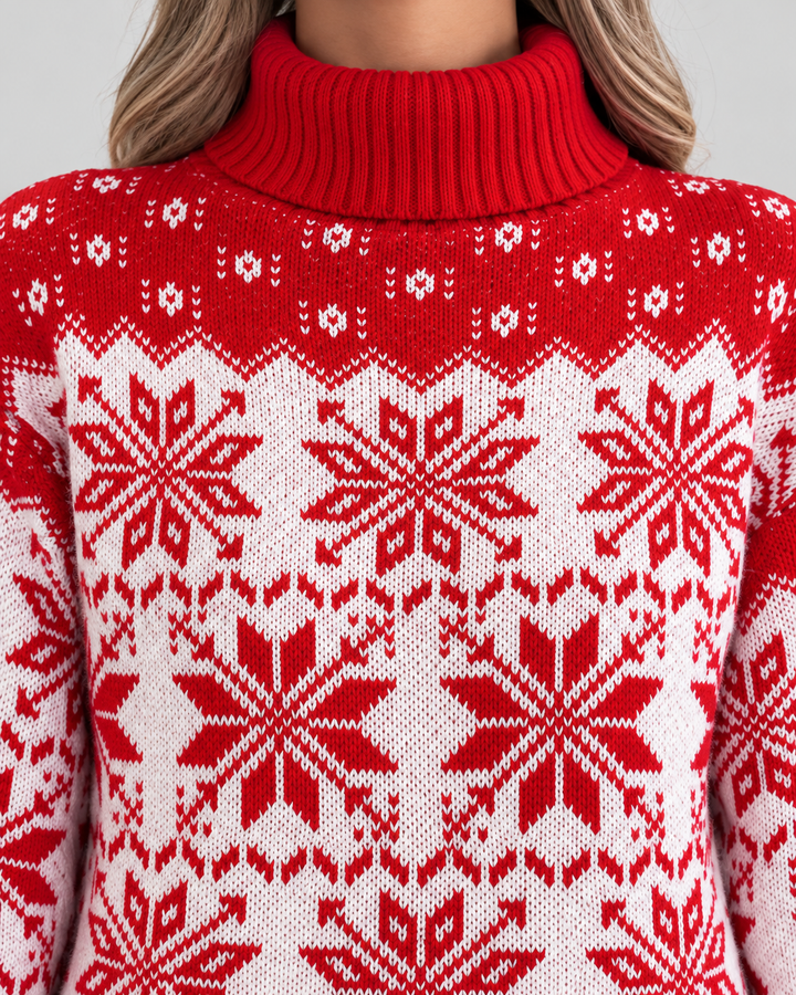 Bonnie | Snowflake Roll Neck Christmas Jumper for Women