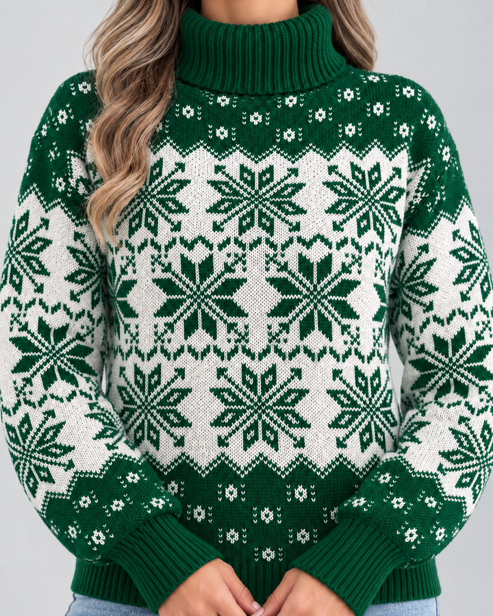 Bonnie | Snowflake Roll Neck Christmas Jumper for Women