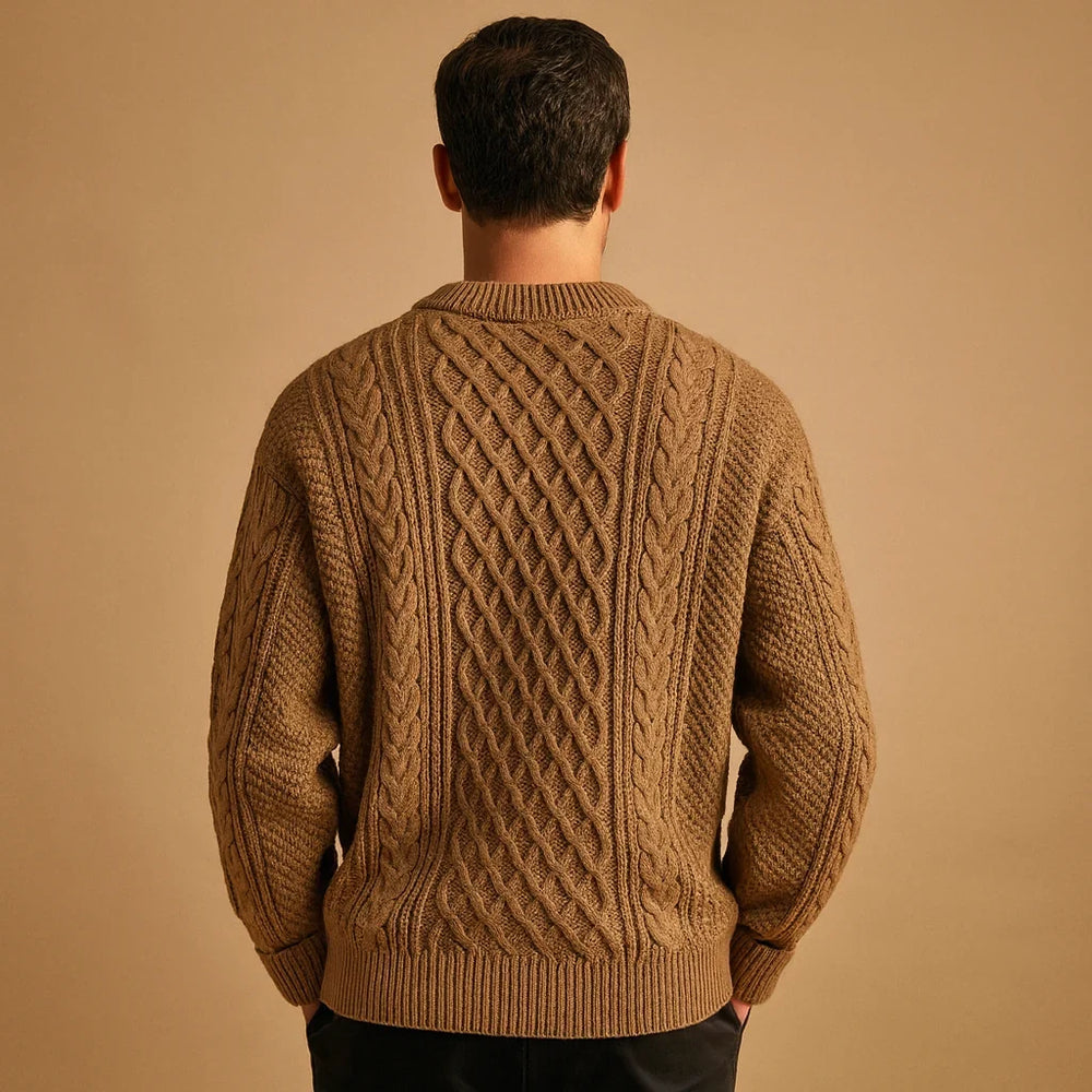 Charlie | Relaxed Cable Knit Crew Neck Mens Jumper