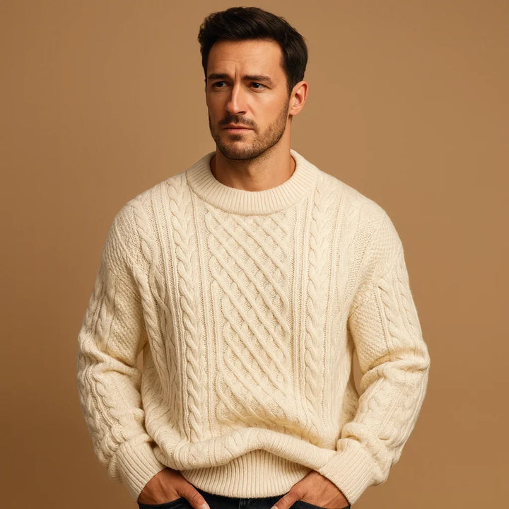 Charlie | Relaxed Cable Knit Crew Neck Mens Jumper