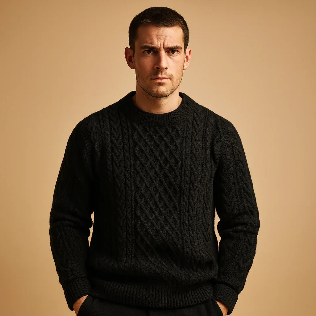 Charlie | Relaxed Cable Knit Crew Neck Mens Jumper