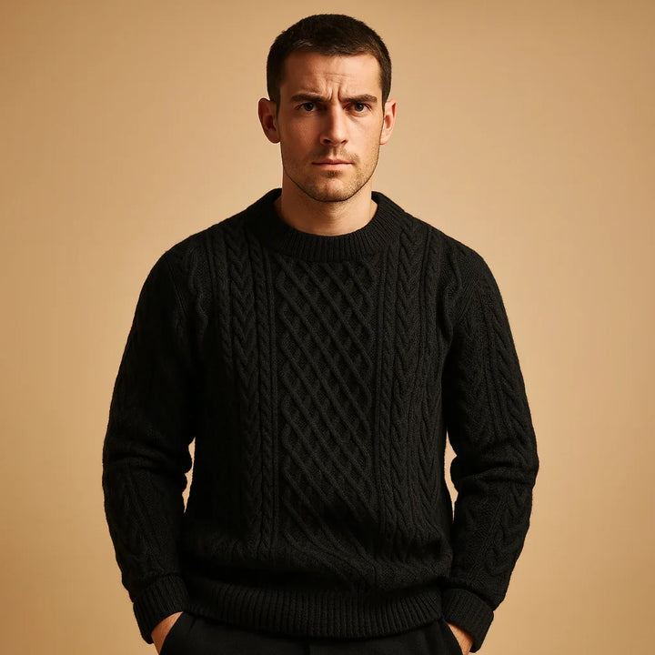Charlie | Relaxed Cable Knit Crew Neck Mens Jumper