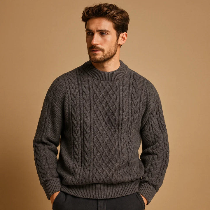 Charlie | Relaxed Cable Knit Crew Neck Mens Jumper