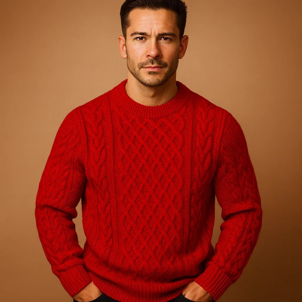 Charlie | Relaxed Cable Knit Crew Neck Mens Jumper