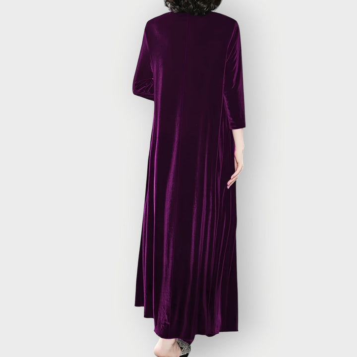 Charlotte | Stylish A-Line Maxi Velvet Dress with Pockets