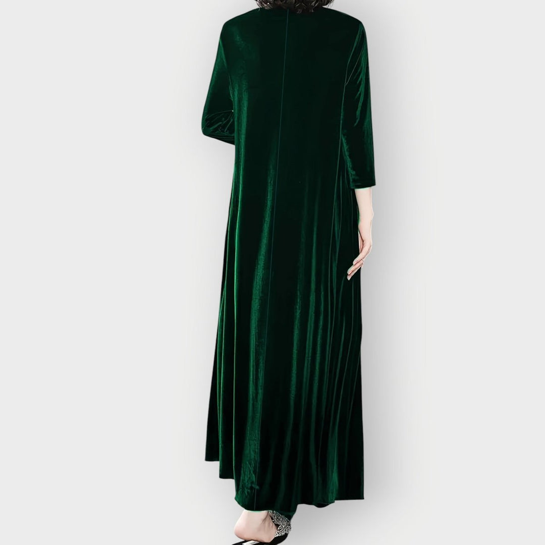 Charlotte | Stylish A-Line Maxi Velvet Dress with Pockets