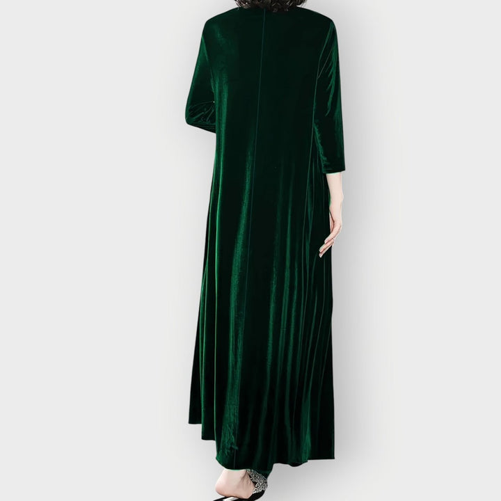 Charlotte | Stylish A-Line Maxi Velvet Dress with Pockets