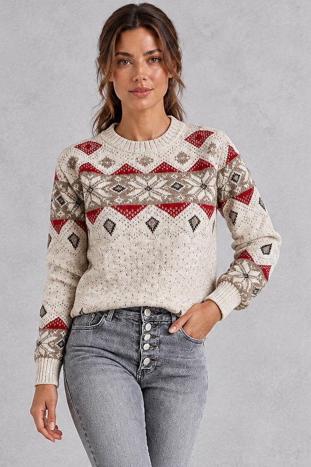 Chloe | Classic Fair Isle Snowflake Christmas Jumper for Women