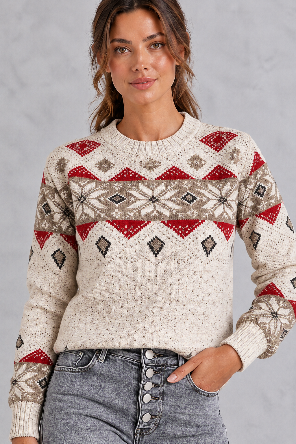 Chloe | Classic Fair Isle Snowflake Christmas Jumper for Women