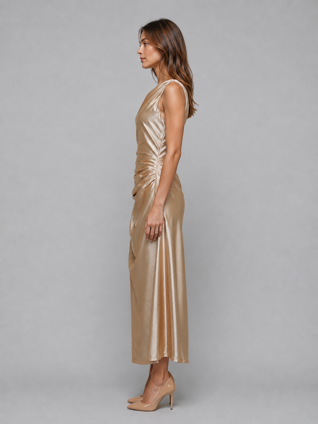Chloe | Refined One Shoulder Ruched Christmas Party Dress