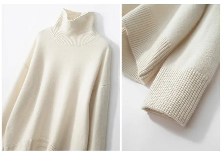 Chloe | Relaxed High Neck Womens Jumpers with Ribbed Trim