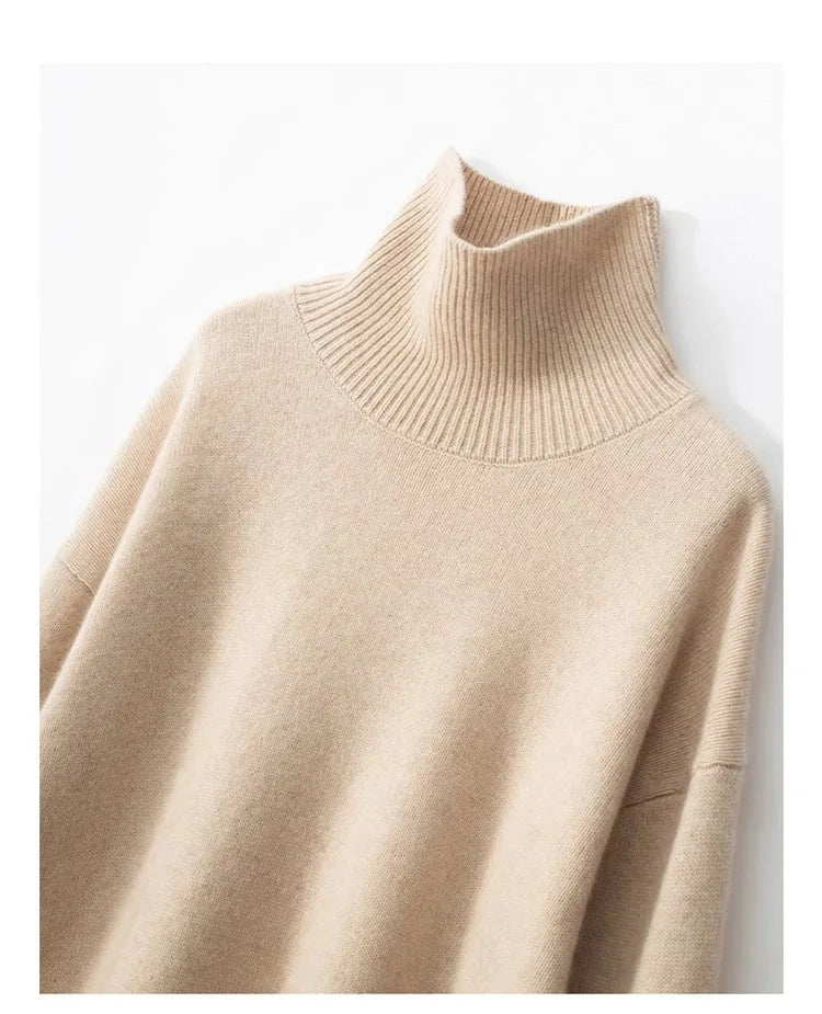 Chloe | Relaxed High Neck Womens Jumpers with Ribbed Trim