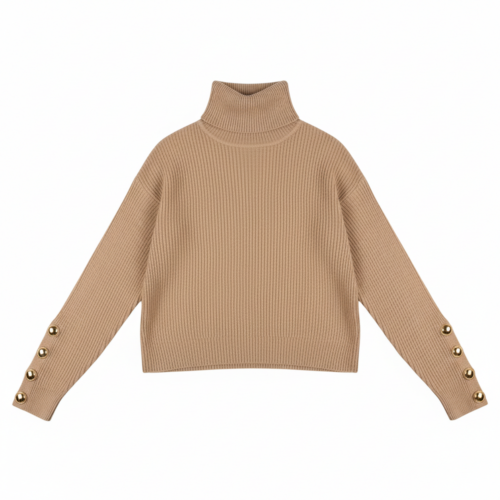 Chloe | Roll Neck Button Cuff Womens Knit Jumper