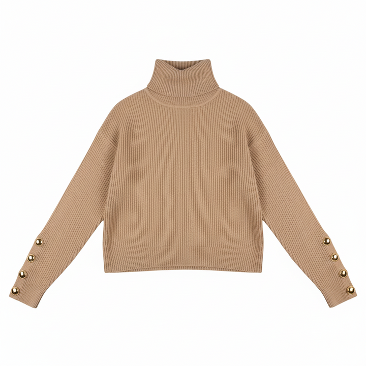 Chloe | Roll Neck Button Cuff Womens Knit Jumper