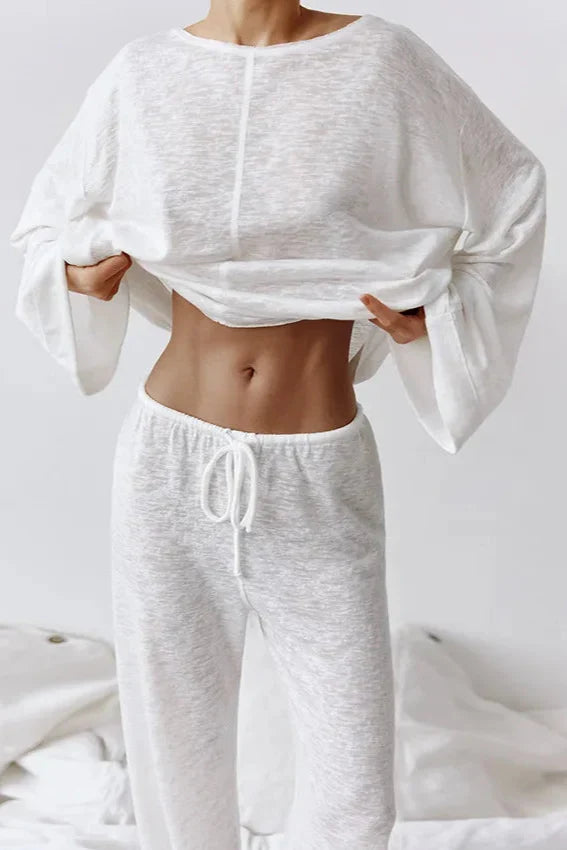 Chloe | Sophisticated Cropped Wide Leg Ladies Pyjamas Set