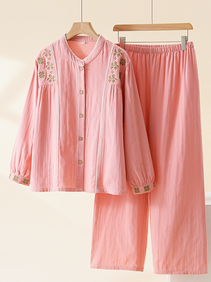 Clara | Timeless Floral Embroidered Ladies Pyjamas Set