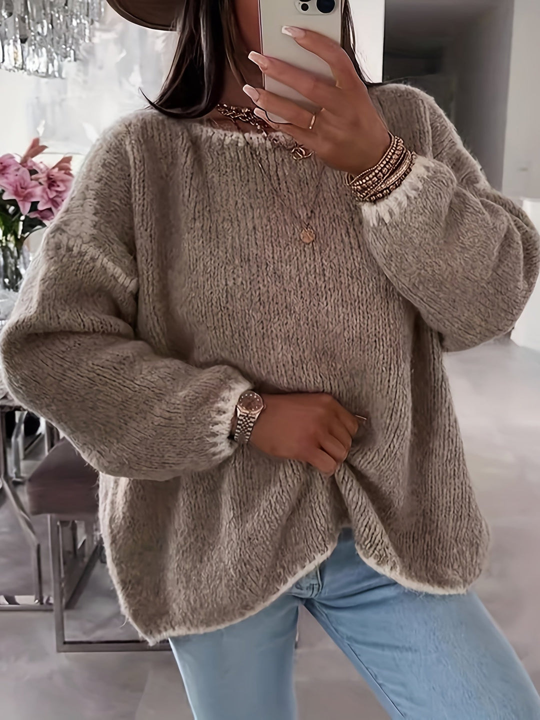 Daisy | Refined Oversized Chunky Knit Boat Neck Womens Jumpers