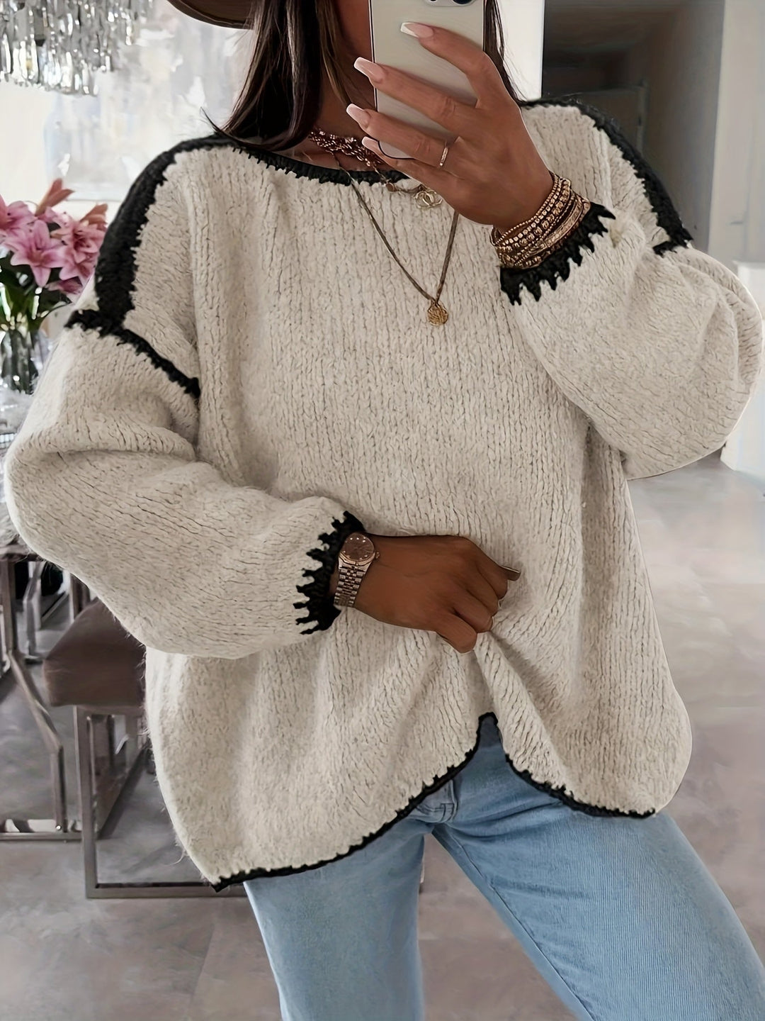 Daisy | Refined Oversized Chunky Knit Boat Neck Womens Jumpers
