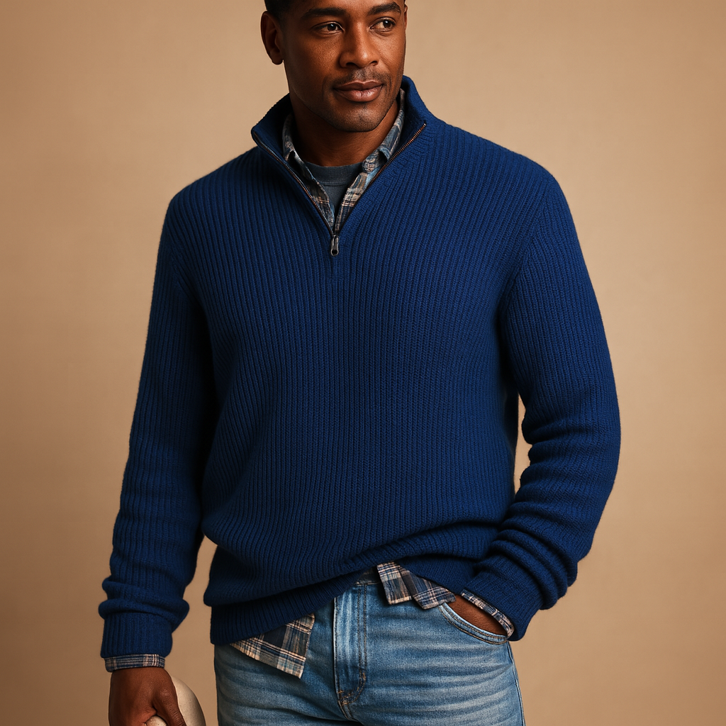 Daniel | Ribbed Quarter Zip Mens Knit Jumper
