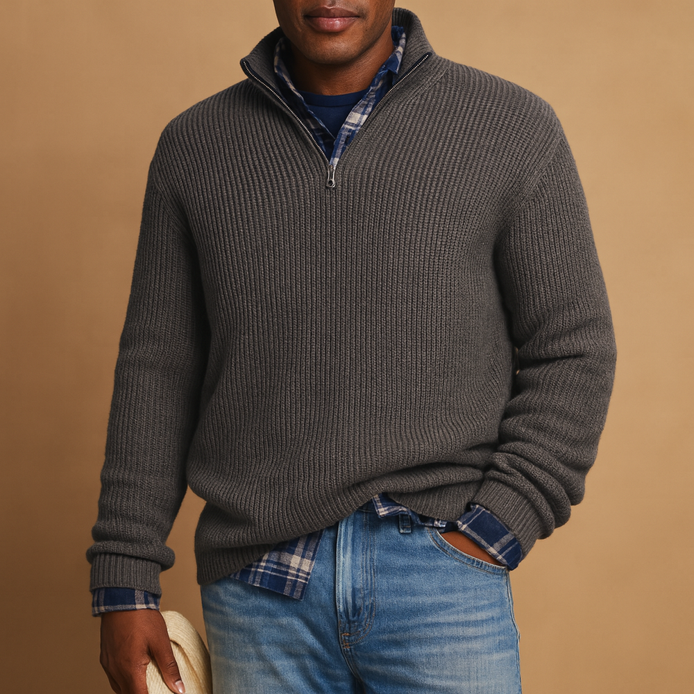 Daniel | Ribbed Quarter Zip Mens Knit Jumper