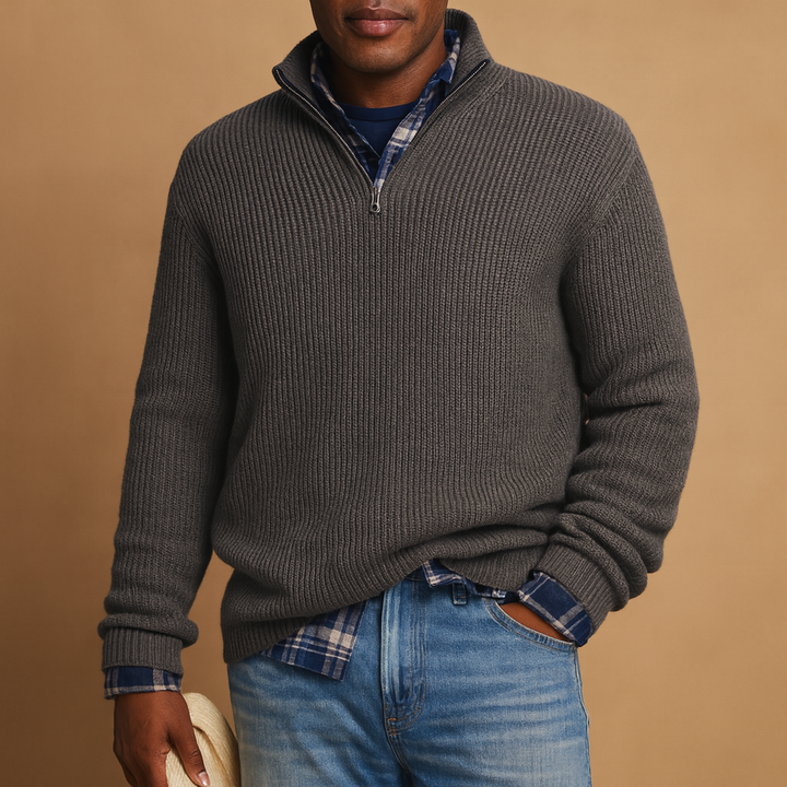 Daniel | Ribbed Quarter Zip Mens Knit Jumper