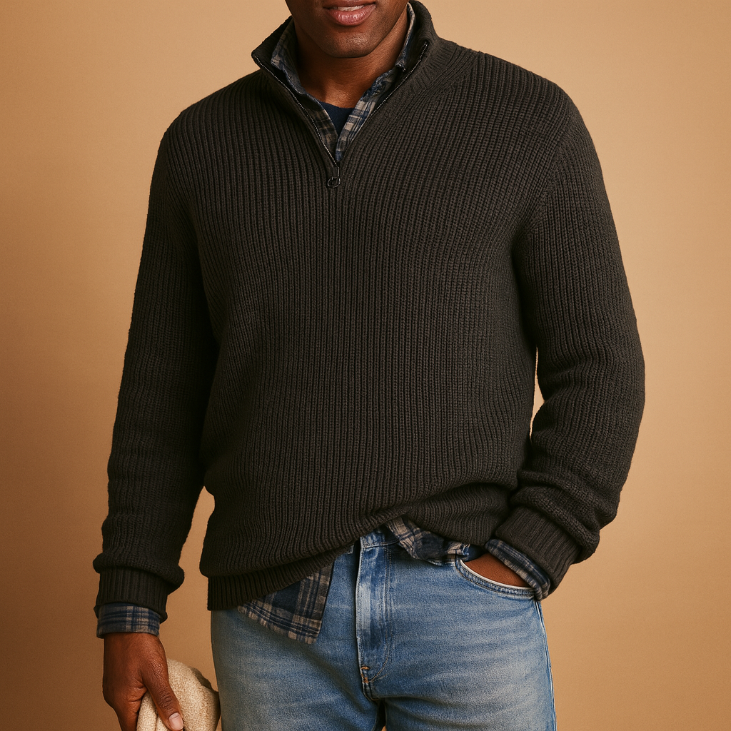 Daniel | Ribbed Quarter Zip Mens Knit Jumper