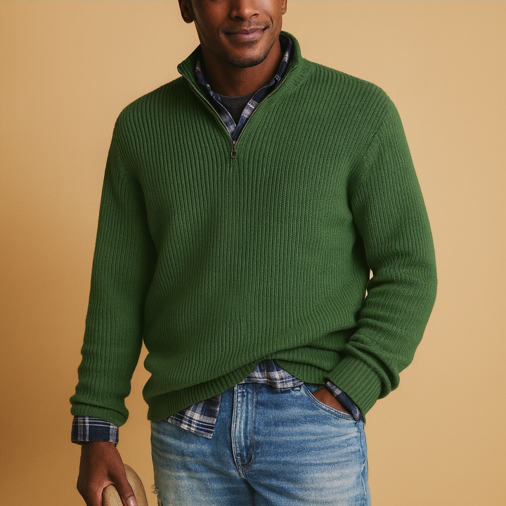 Daniel | Ribbed Quarter Zip Mens Knit Jumper