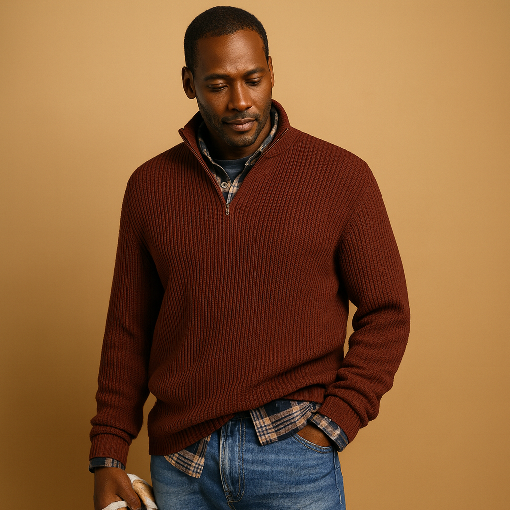 Daniel | Ribbed Quarter Zip Mens Knit Jumper