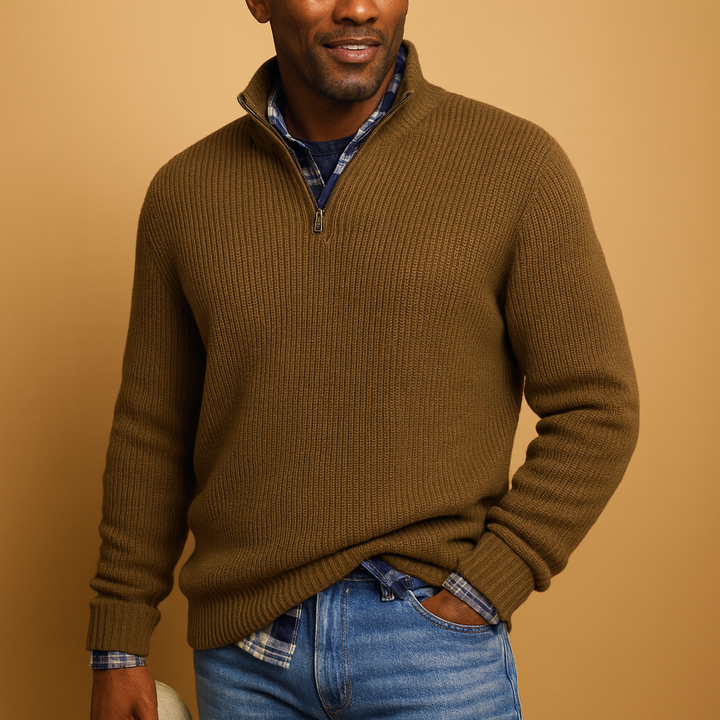 Daniel | Ribbed Quarter Zip Mens Knit Jumper