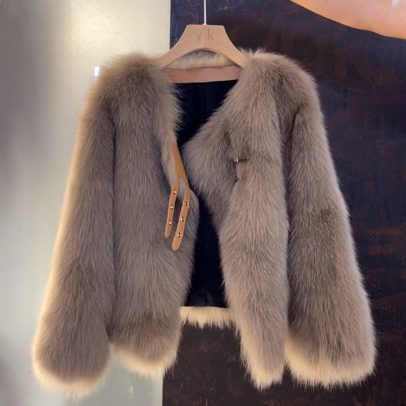 Darcie | Relaxed Faux Fur Coat with Buckle Detail