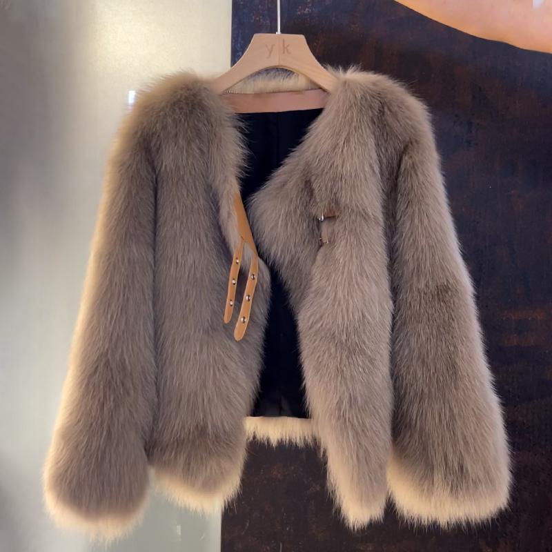 Darcie | Relaxed Faux Fur Coat with Buckle Detail