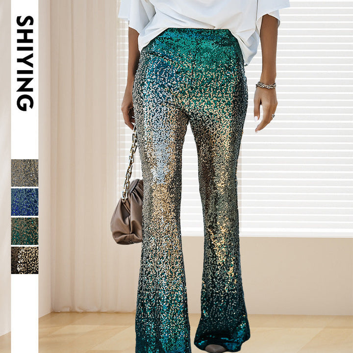 Darcie | Timeless Sequin Trousers with Flared Hem