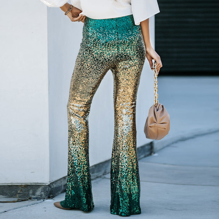 Darcie | Timeless Sequin Trousers with Flared Hem