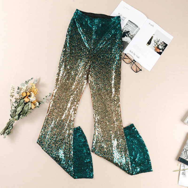Darcie | Timeless Sequin Trousers with Flared Hem