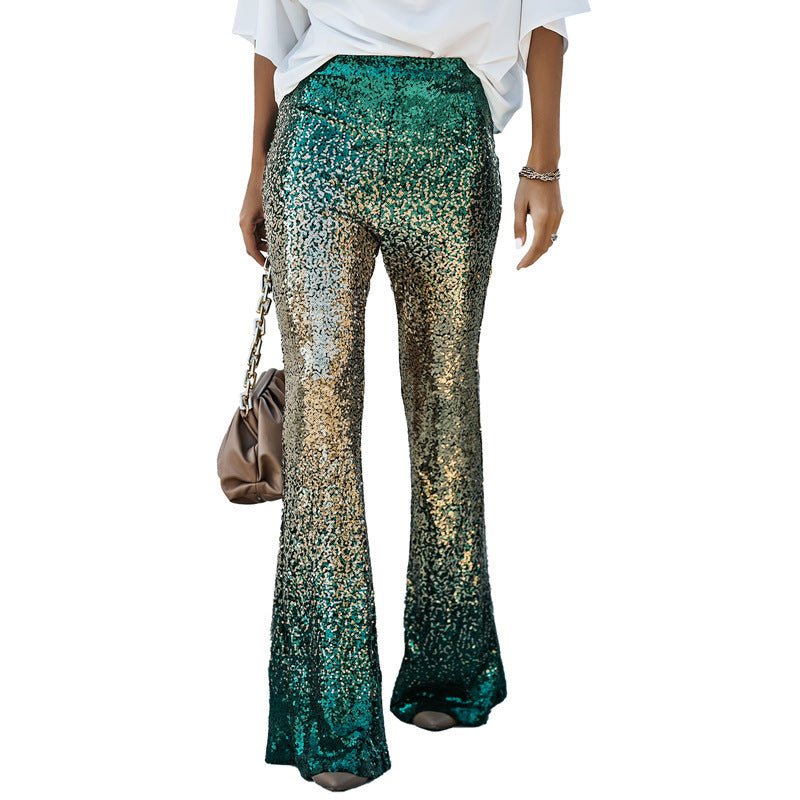 Darcie | Timeless Sequin Trousers with Flared Hem