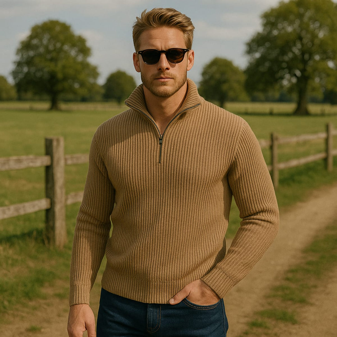 Dylan | Stylish Ribbed Quarter Zip Mens Jumpers