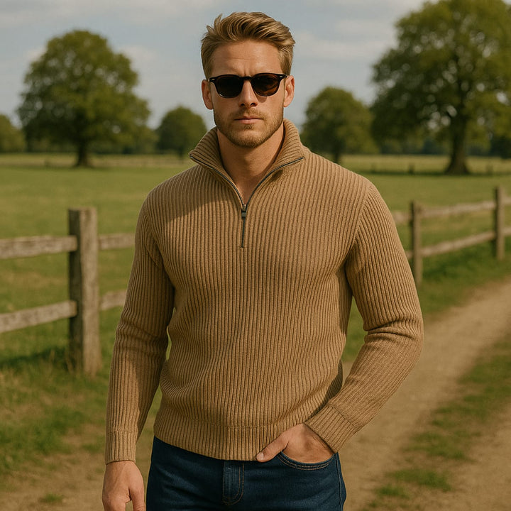 Dylan | Stylish Ribbed Quarter Zip Mens Jumpers