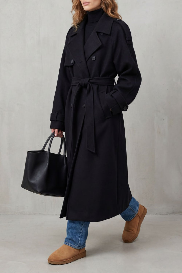 Eden | Cosy Oversized Long Coat with Trench Detailing